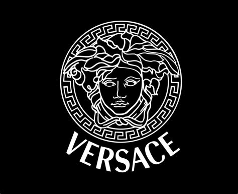 versace logo white black background|Versace outline logo.